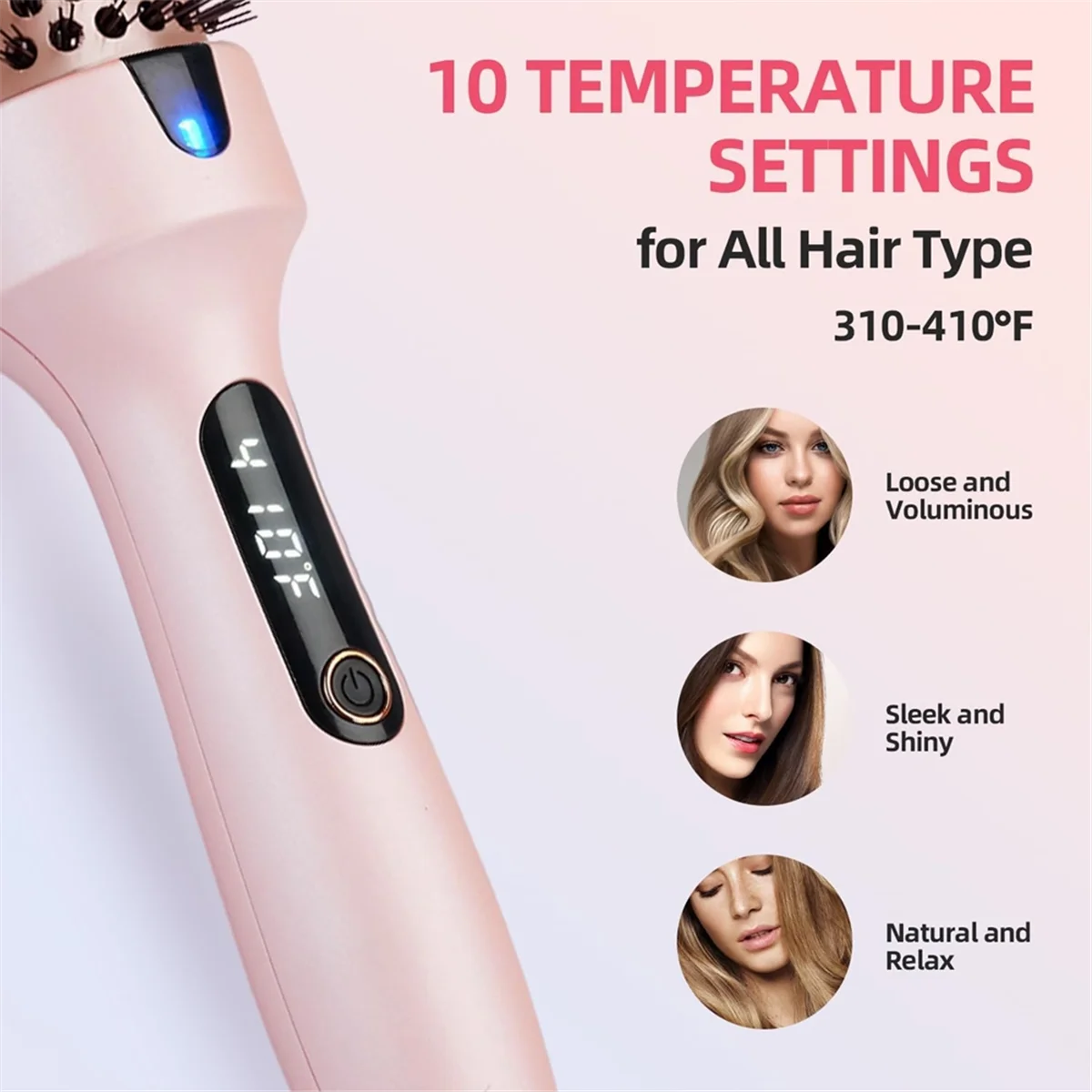 2025+Thermal Brush Curling Brush, Negative Ionic Heated Thermal Round Brush for Blowout Look, Curling & Straightener EU Plug