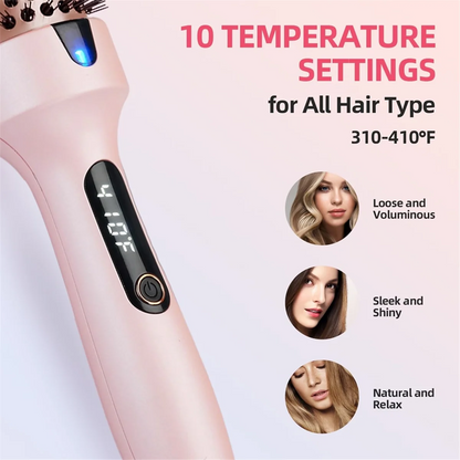 2025+Thermal Brush Curling Brush, Negative Ionic Heated Thermal Round Brush for Blowout Look, Curling & Straightener EU Plug