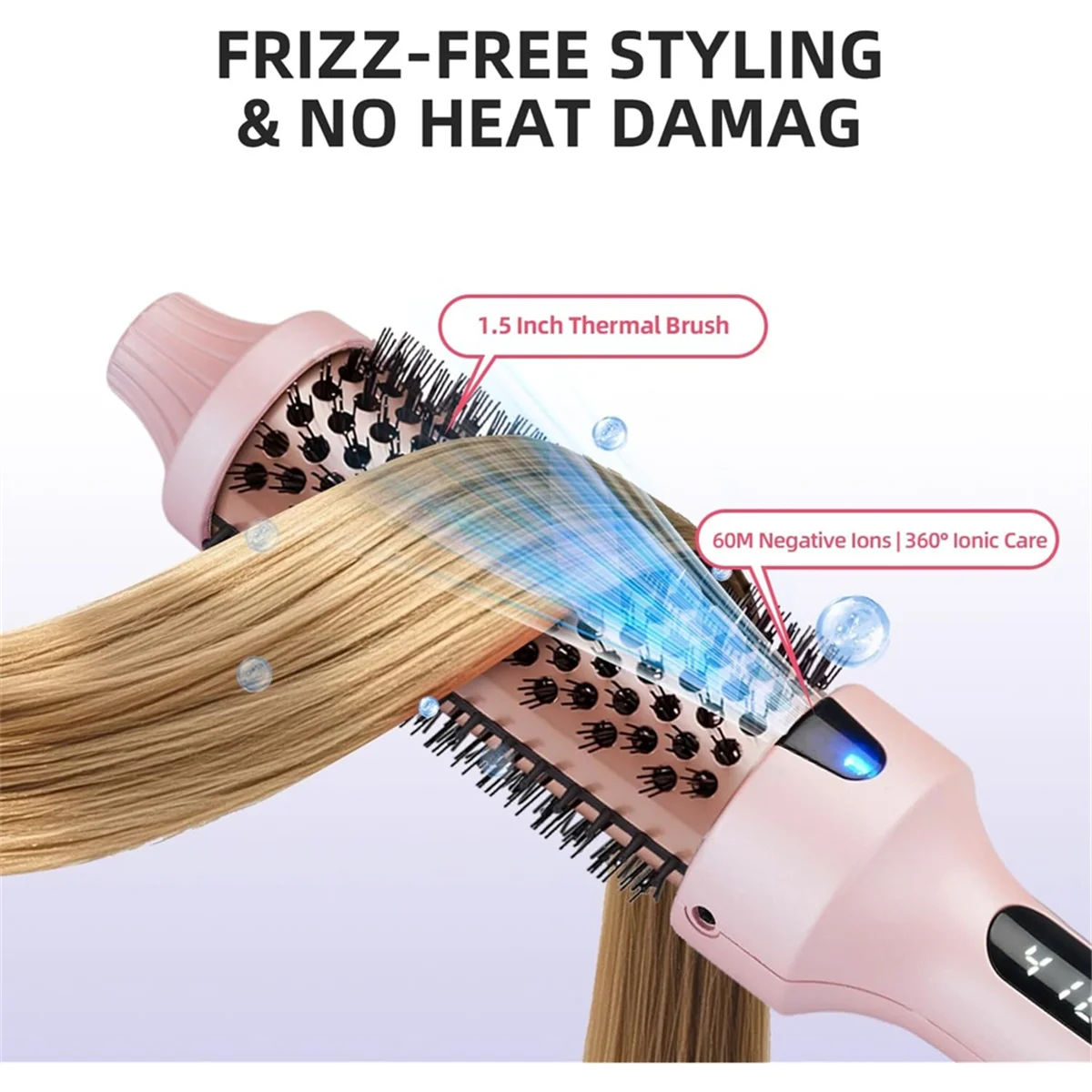 2025+Thermal Brush Curling Brush, Negative Ionic Heated Thermal Round Brush for Blowout Look, Curling & Straightener EU Plug