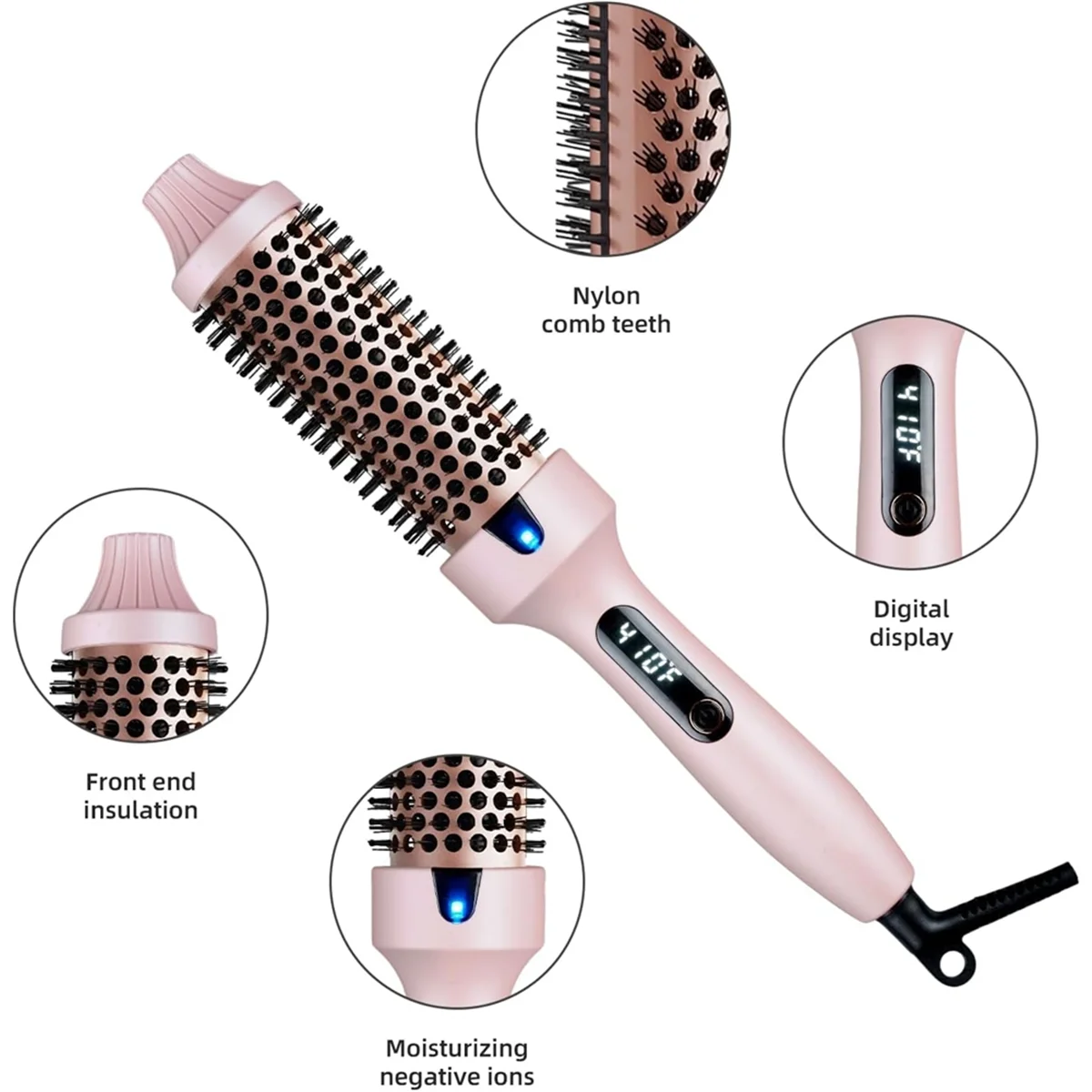 2025+Thermal Brush Curling Brush, Negative Ionic Heated Thermal Round Brush for Blowout Look, Curling & Straightener EU Plug